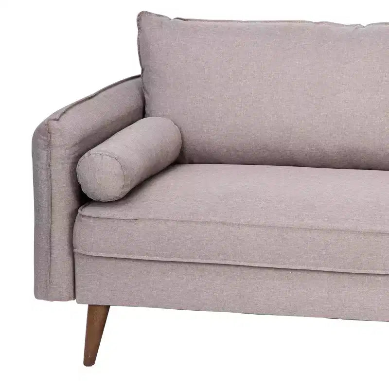 Canapé Emma et Oliver en tissu, style mi-siècle moderne, avec ressorts ensachés, pieds en bois et coussins de dossier amovibles