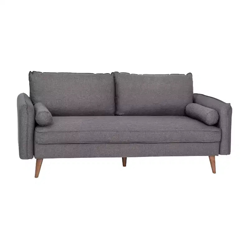 Canapé Emma et Oliver en tissu, style mi-siècle moderne, avec ressorts ensachés, pieds en bois et coussins de dossier amovibles