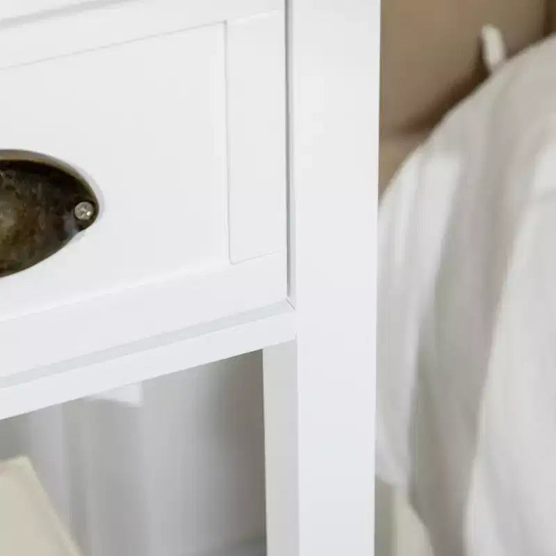 HOMCOM Table d'appoint à 2 niveaux avec tiroir, Table de bout étroite avec étagère inférieure, pour Salon ou Chambre à coucher, Lot de 2, Blanc