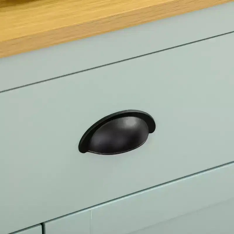 HOMCOM Garde-manger autoportant de 180 cm, Buffet de cuisine avec vitrine, Armoire de rangement moderne avec tiroirs, portes vitrées et étagères réglables, Vert clair