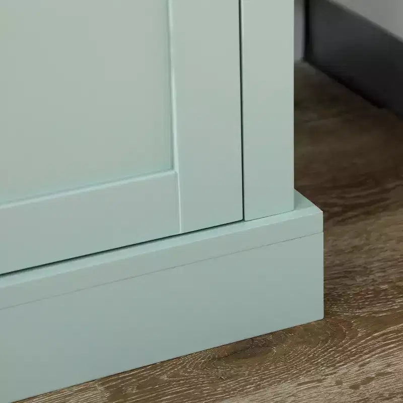HOMCOM Garde-manger autoportant de 180 cm, Buffet de cuisine avec vitrine, Armoire de rangement moderne avec tiroirs, portes vitrées et étagères réglables, Vert clair
