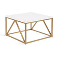 Kate and Laurel Truss Square MDF Coffee Table, 28x28x18, White and Gold