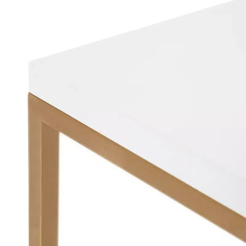 Table basse carrée Kate et Laurel Truss en MDF, 28x28x18, blanc et or