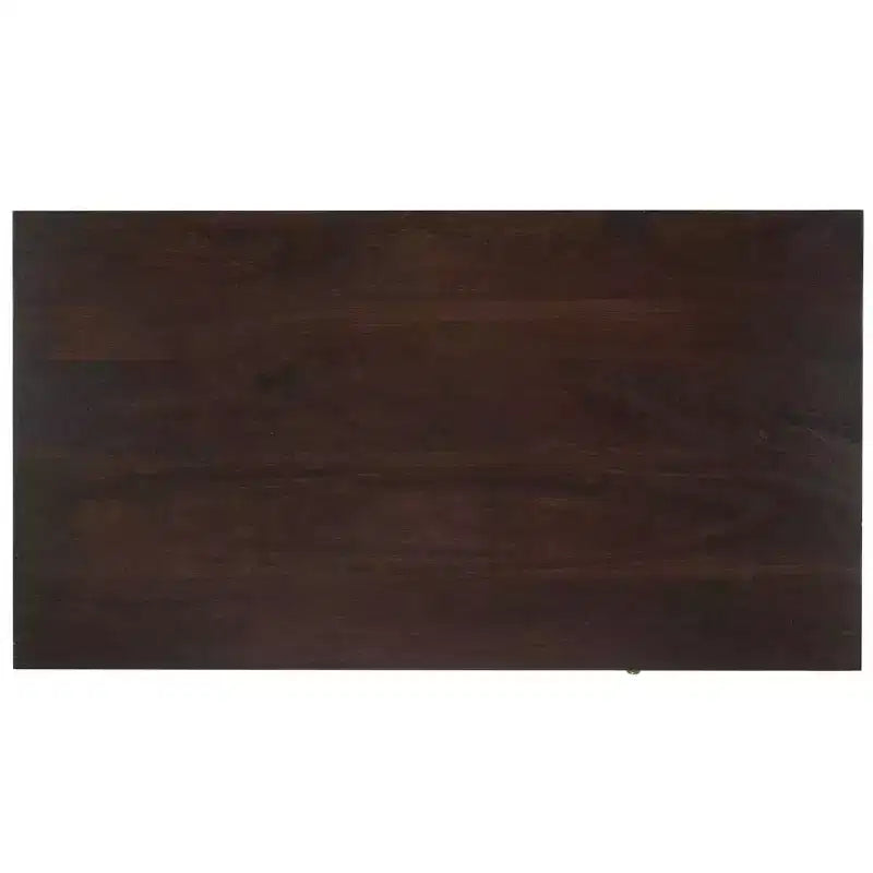 Table basse avec étagère ouverte et tiroir sculpté, finition noyer
