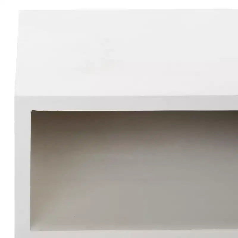 Table basse avec étagère ouverte et tiroir sculpté, finition noyer