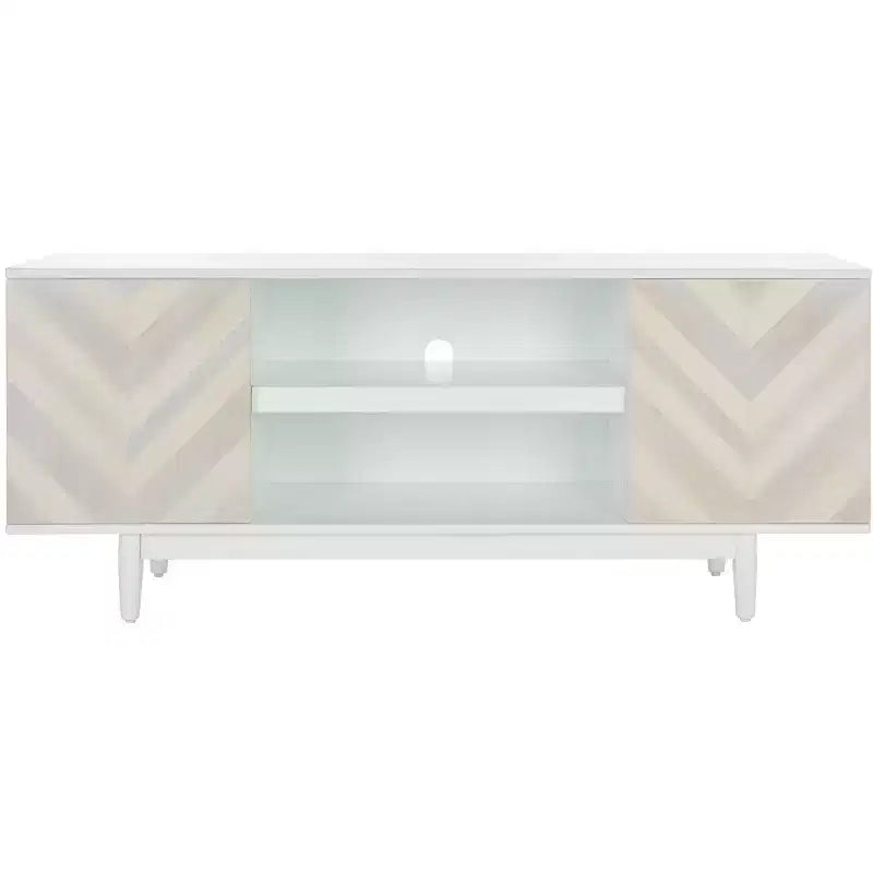 Tay 2 Shelf Pattern Media Stand - MED5012 - White Washed - Safavieh