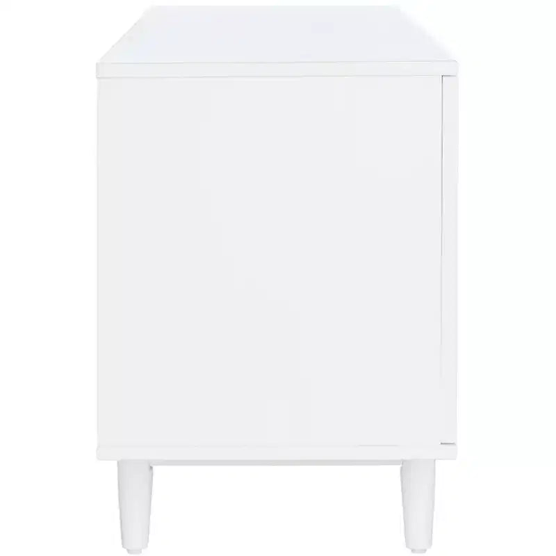 Meuble TV 2 étagères, finition blanchie
