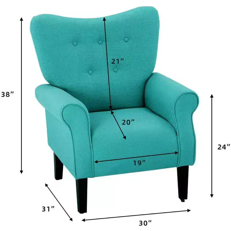 Fauteuil d'appoint dossier haut capitonné en velours, style Mid-Century