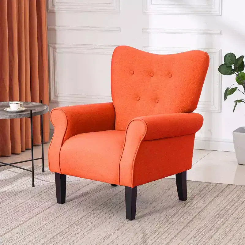 Fauteuil d'appoint dossier haut capitonné en velours, style Mid-Century