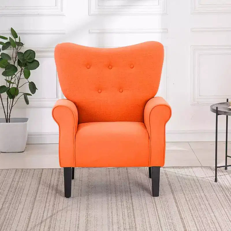 Fauteuil d'appoint dossier haut capitonné en velours, style Mid-Century