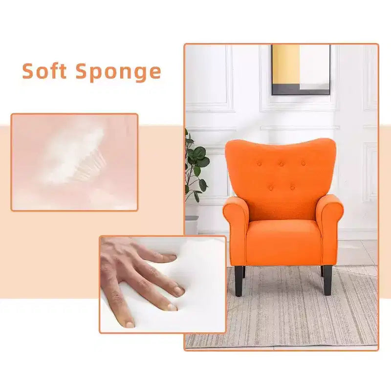 Fauteuil d'appoint dossier haut capitonné en velours, style Mid-Century