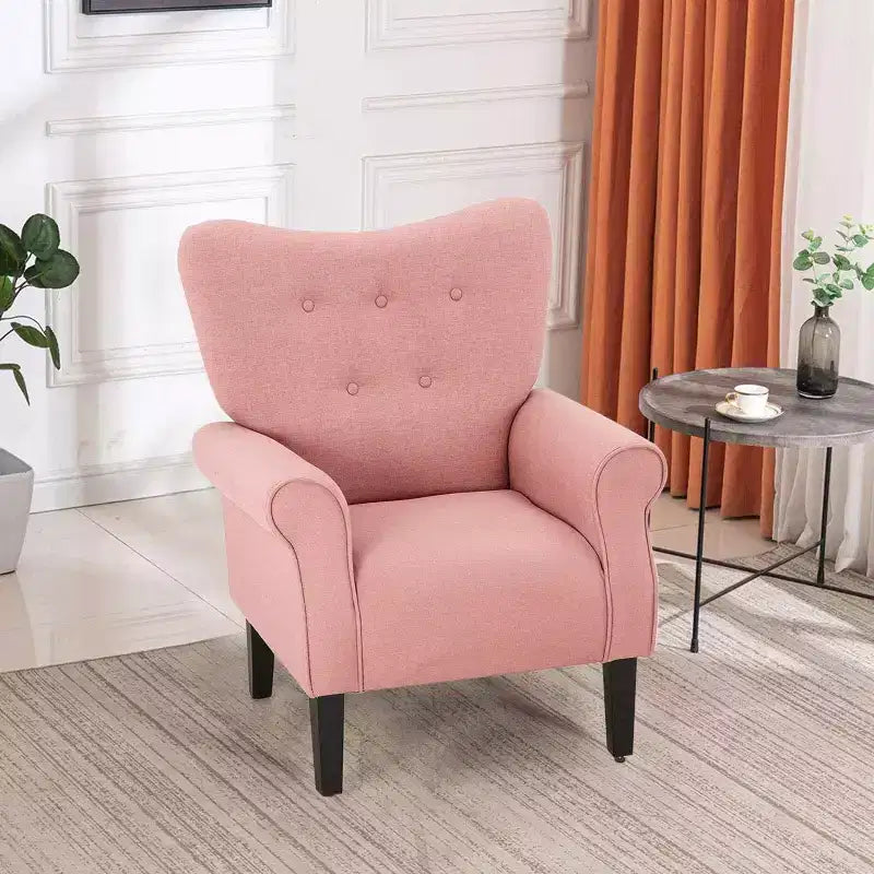 Fauteuil d'appoint dossier haut capitonné en velours, style Mid-Century