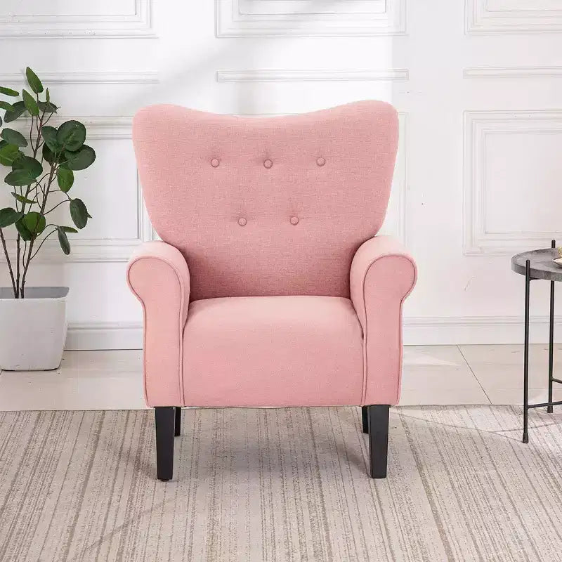 Fauteuil d'appoint dossier haut capitonné en velours, style Mid-Century