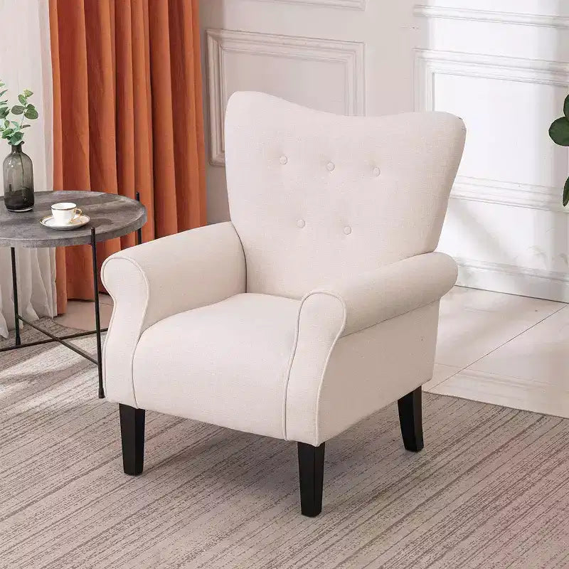 Fauteuil d'appoint dossier haut capitonné en velours, style Mid-Century