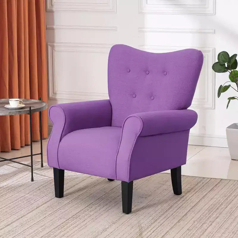 Fauteuil d'appoint dossier haut capitonné en velours, style Mid-Century