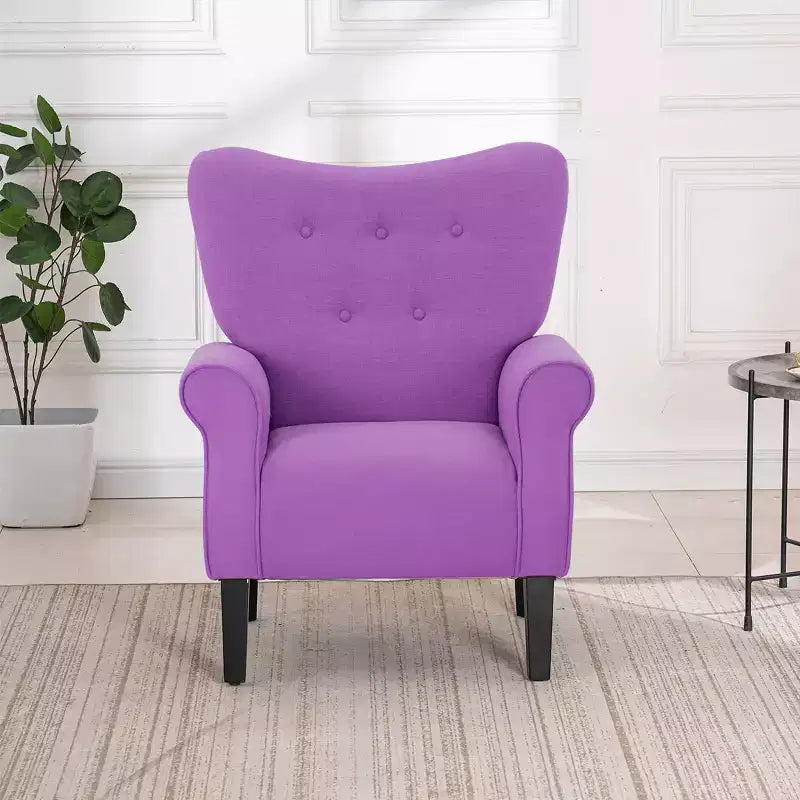 Fauteuil d'appoint dossier haut capitonné en velours, style Mid-Century