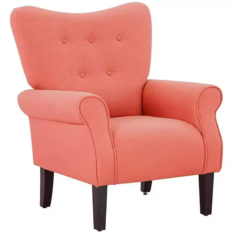 Fauteuil d'appoint dossier haut capitonné en velours, style Mid-Century