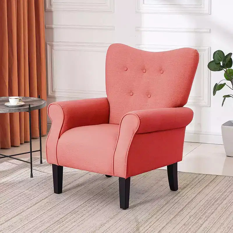 Fauteuil d'appoint dossier haut capitonné en velours, style Mid-Century