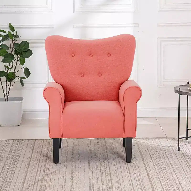 Fauteuil d'appoint dossier haut capitonné en velours, style Mid-Century