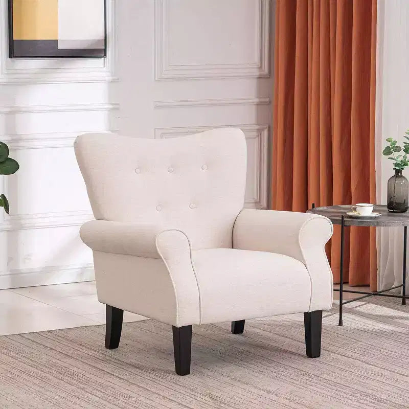 Fauteuil d'appoint dossier haut capitonné en velours, style Mid-Century