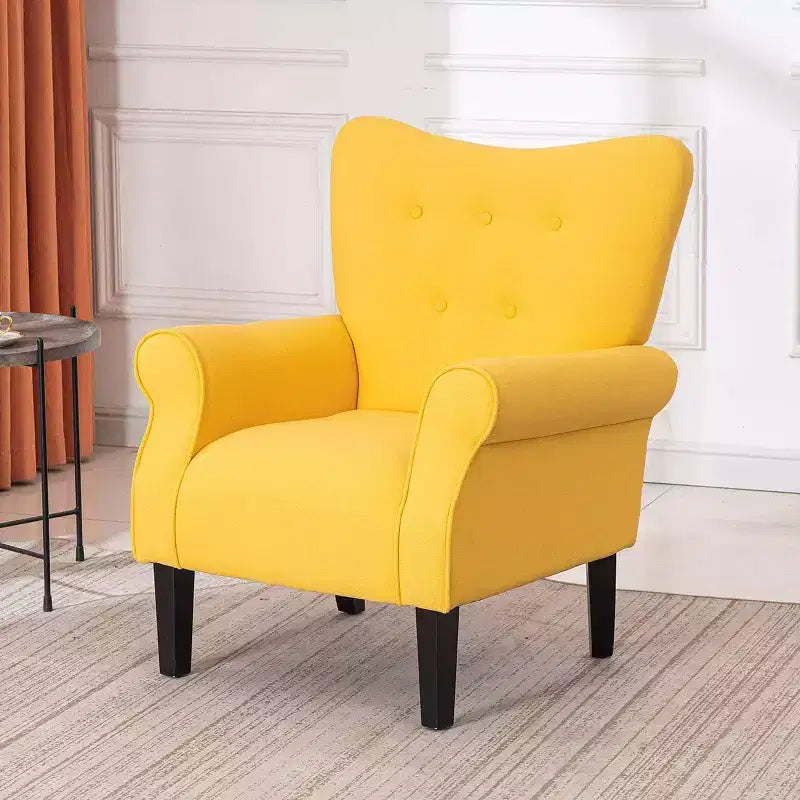 Fauteuil d'appoint dossier haut capitonné en velours, style Mid-Century