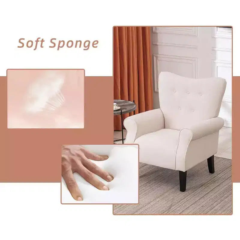 Fauteuil d'appoint dossier haut capitonné en velours, style Mid-Century