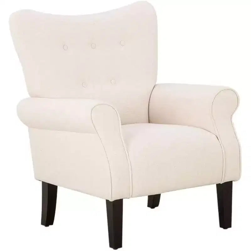 Fauteuil d'appoint dossier haut capitonné en velours, style Mid-Century