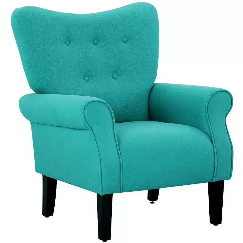 Fauteuil d'appoint dossier haut capitonné en velours, style Mid-Century