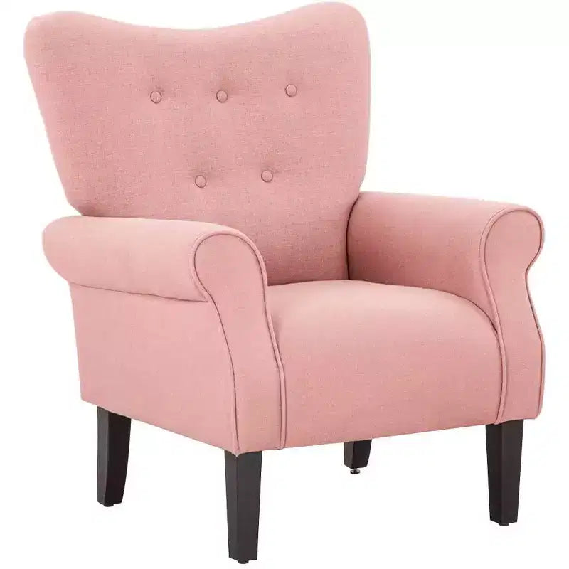 Fauteuil d'appoint dossier haut capitonné en velours, style Mid-Century