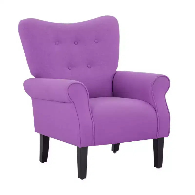 Fauteuil d'appoint dossier haut capitonné en velours, style Mid-Century