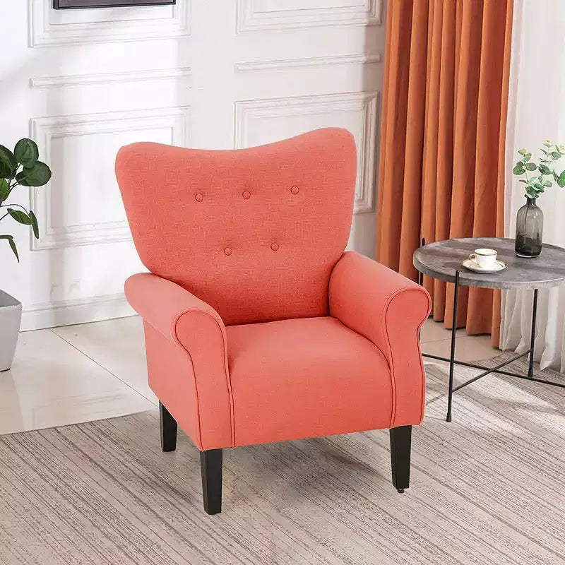 Erommy Mid Century Velvet Tufted Armchair, High Back Accent Chair
