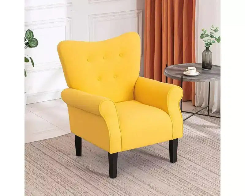 Fauteuil d'appoint dossier haut capitonné en velours, style Mid-Century