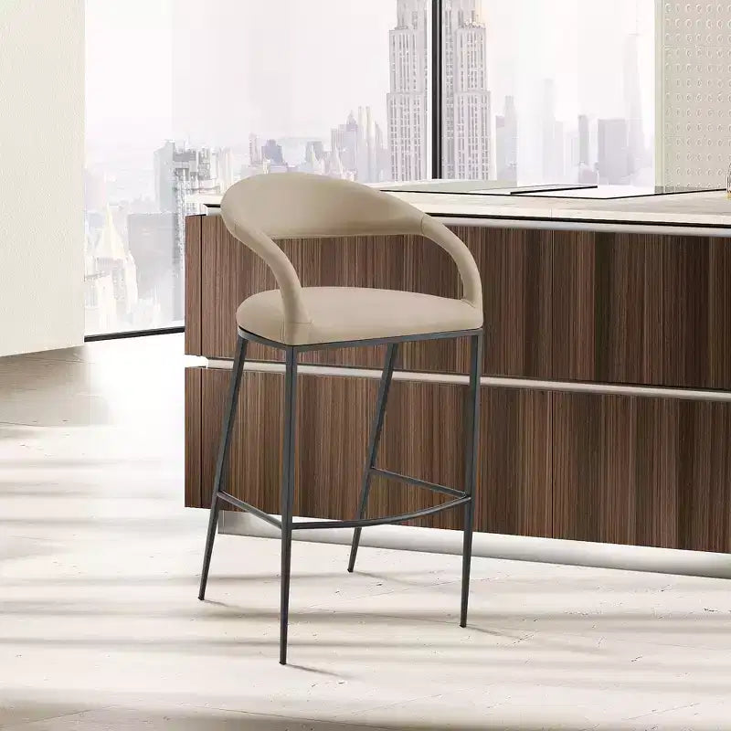Tabouret de bar de 26 po en fer et similicuir, hauteur comptoir