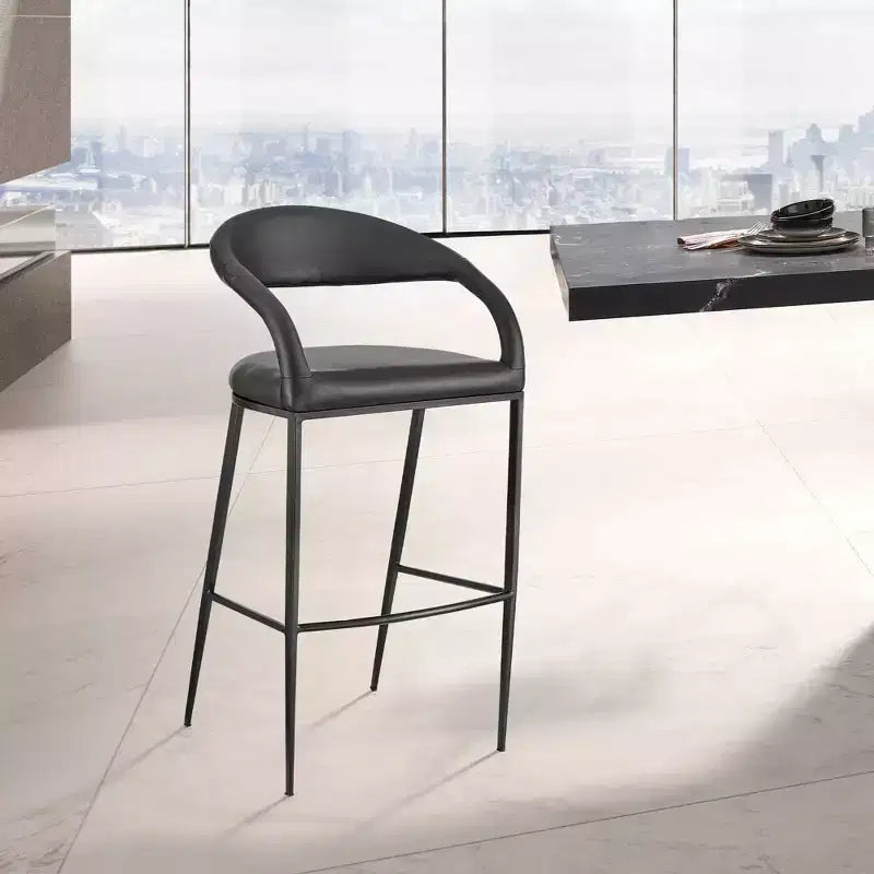 Tabouret de bar de 26 po en fer et similicuir, hauteur comptoir