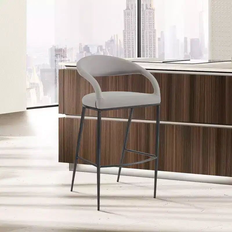 Tabouret de bar de 26 po en fer et similicuir, hauteur comptoir