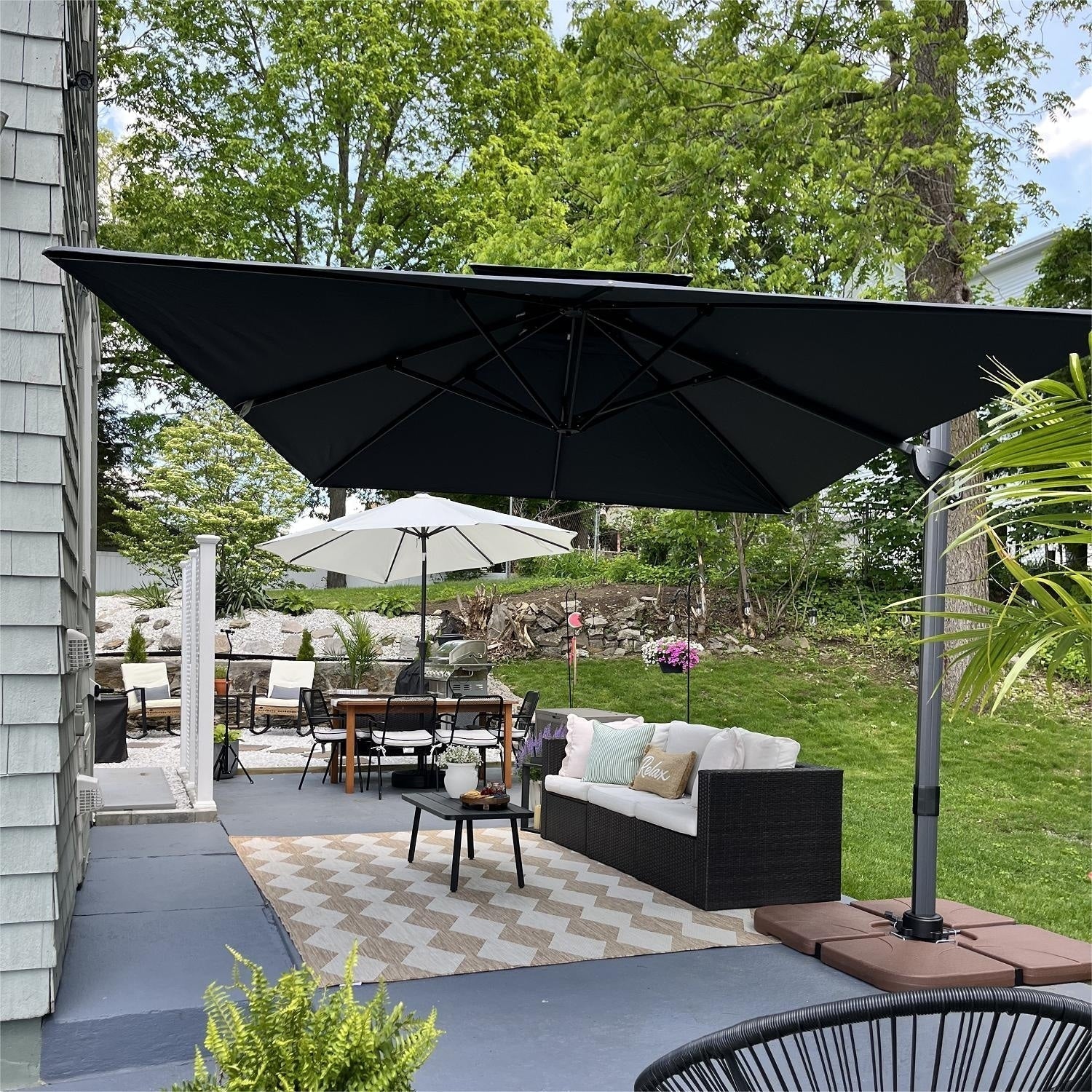 MAISON ARTS Parasol déporté hydraulique automatique 3,6 m avec mât en aluminium et rotation à 360 degrés