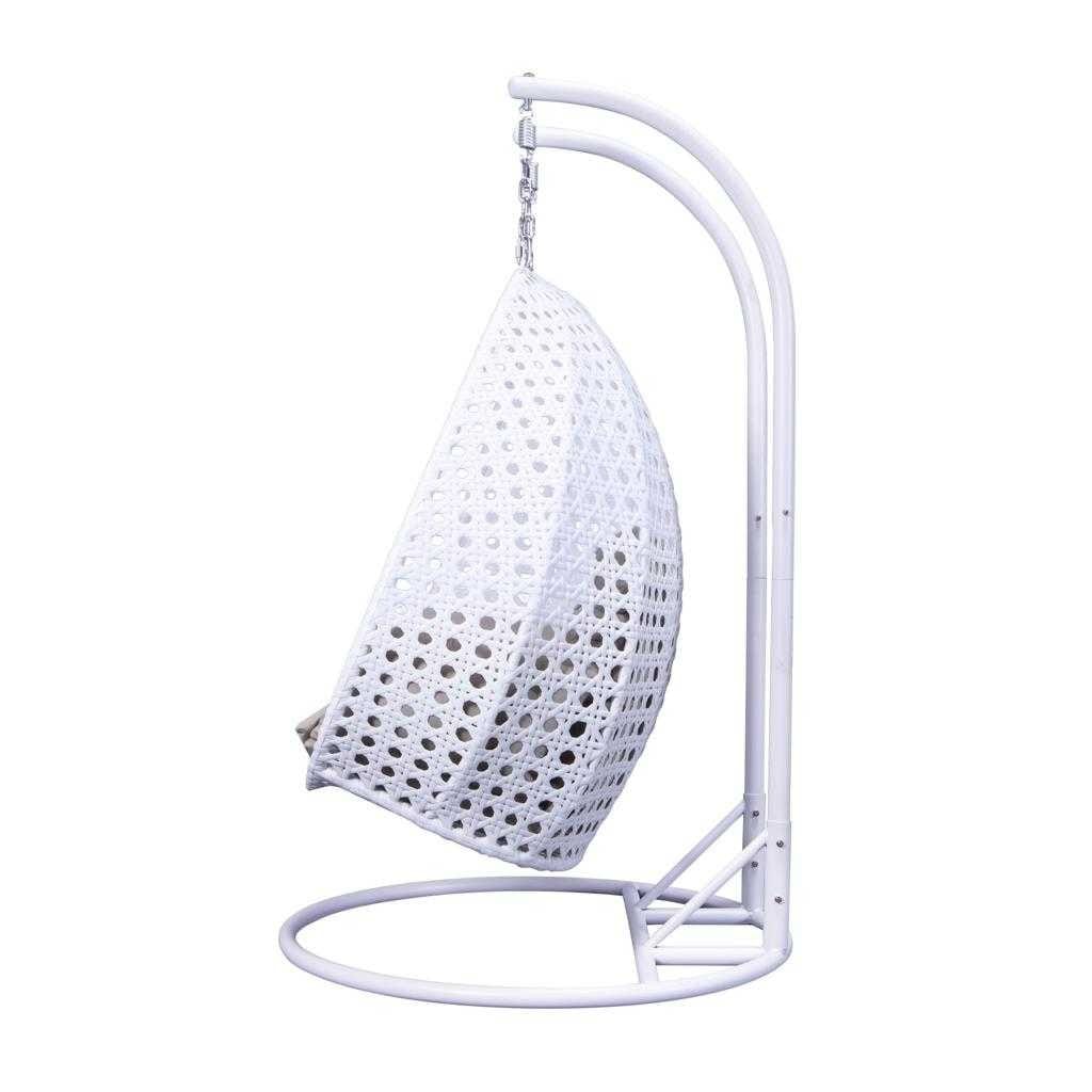 LeisureMod Fauteuil suspendu œuf 2 places avec support - Balançoire / hamac de patio en rotin osier pour extérieur/intérieur avec coussins